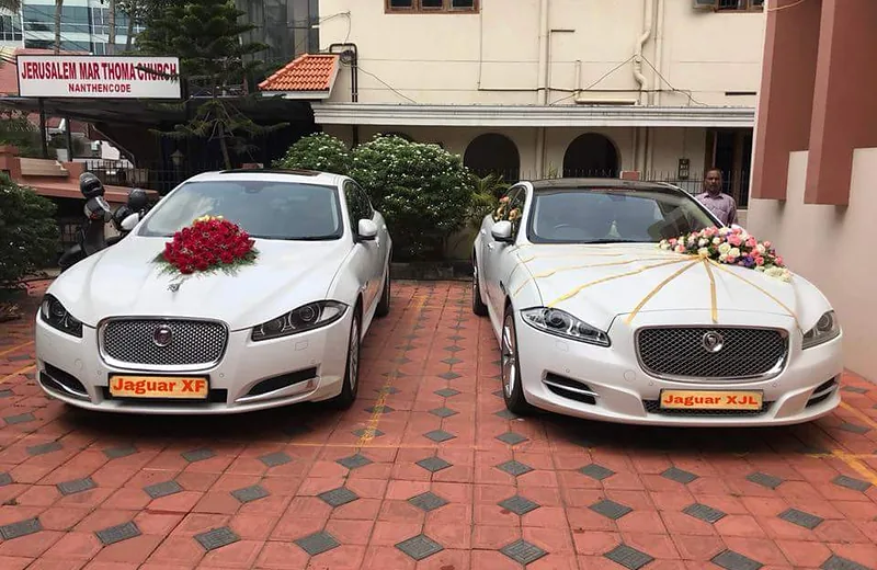 Decorated wedding cars from Apple Car Rentals ready for a customer's special occasion