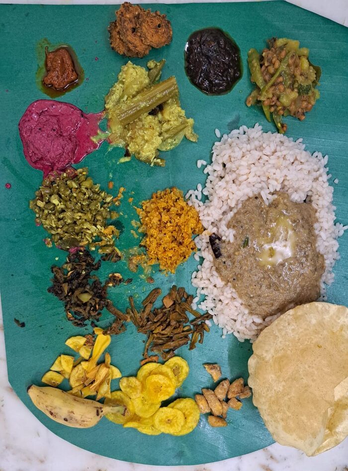 Traditional Onam Sadhya feast shared with family in Kerala
